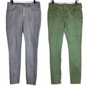 OLD NAVY Jeans 2 Pair Lot Super Skinny Rockstar Mid Rise Stretch Green Grey